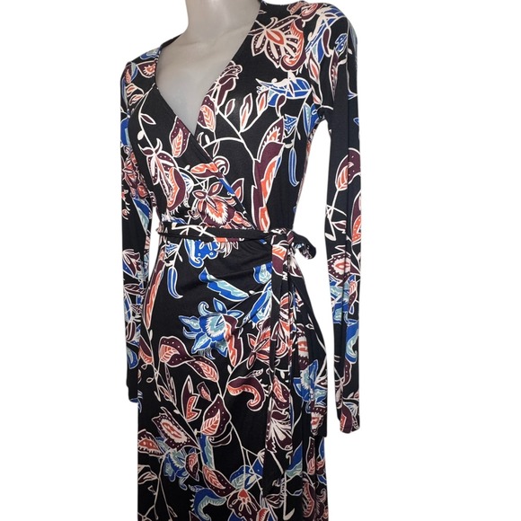 Rachel Pally Harlow Maxi Wrap Dress NWT Size M Black Floral Long Sleeve V-Neck - Picture 6 of 11